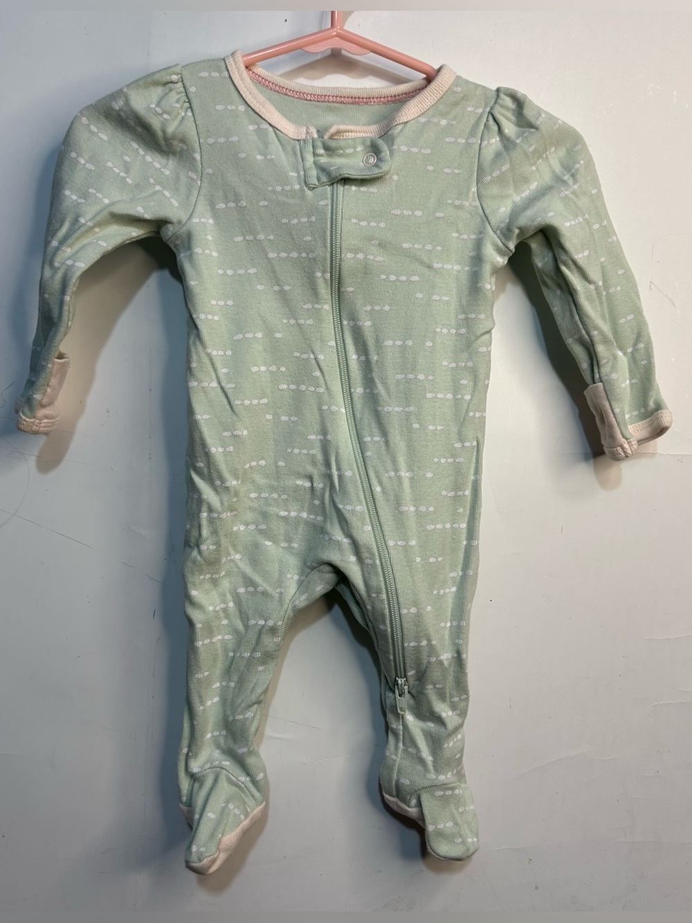 Cloud Island Mint Green Zip Front Footie Pajama Newborn- O Months